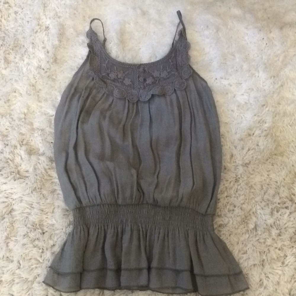 Gray Ruffle Tank Top